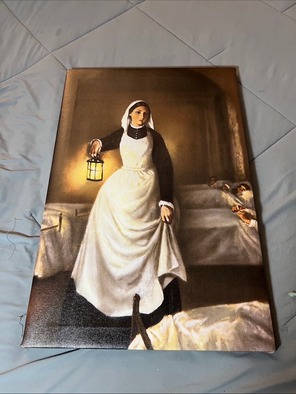 Nurse with Lantern Canvas Art - White & Black
